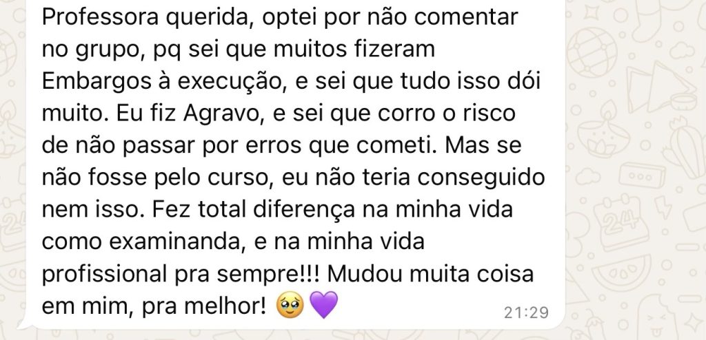 Recado de aluno do CPAA