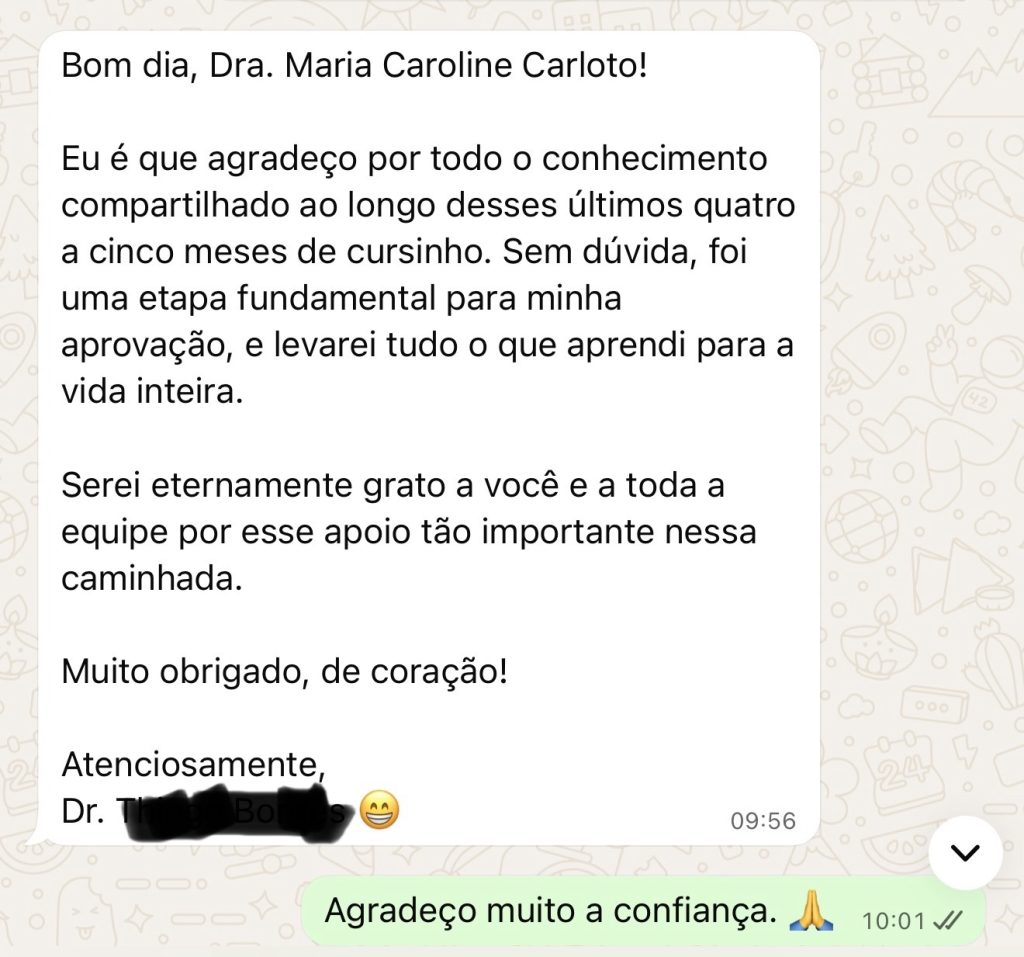 Recado de aluno do CPAA