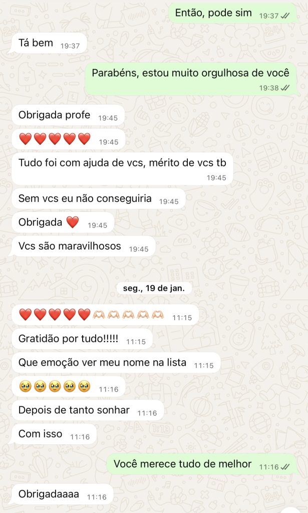 Recado de aluno do CPAA