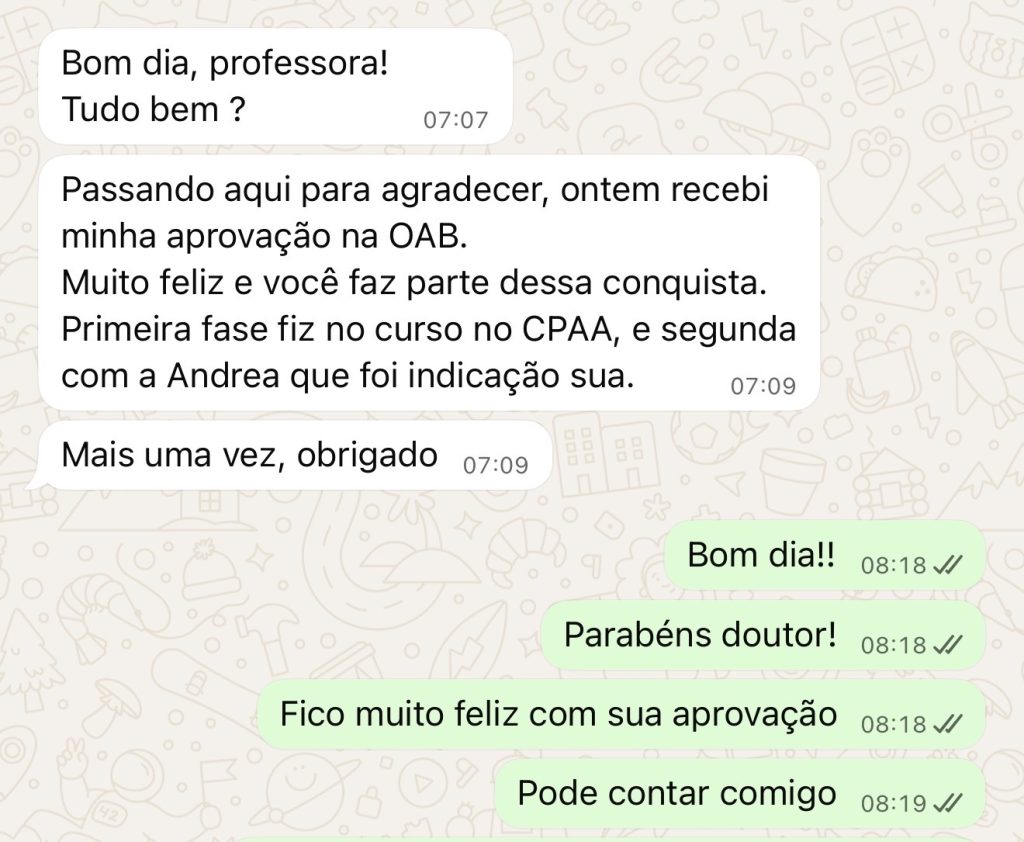 Recado de aluno do CPAA