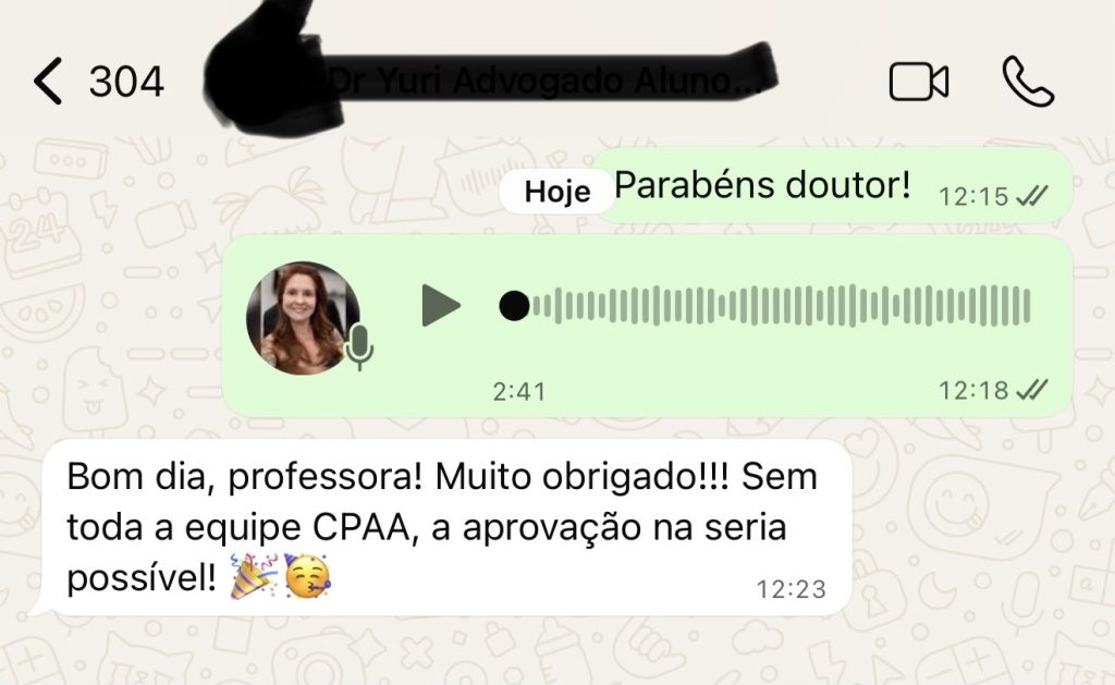 Recado de aluno do CPAA